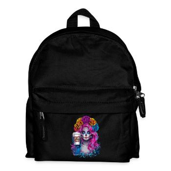 Dia de los Muertos Coffee with Beautiful Woman from - Kids' Backpack - black - Front