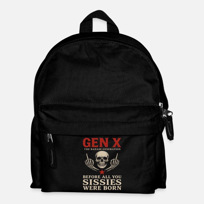 Gen X Totenkopf Mittelfinger Rebell - Kinder Rucksack - Schwarz