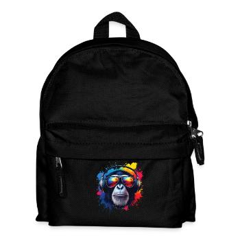 Tête de singe colorée avec casque - Sac à dos Enfant - noir - Devant