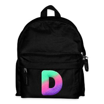 D - Letter in fur look and color gradient - Kids' Backpack - black - Front