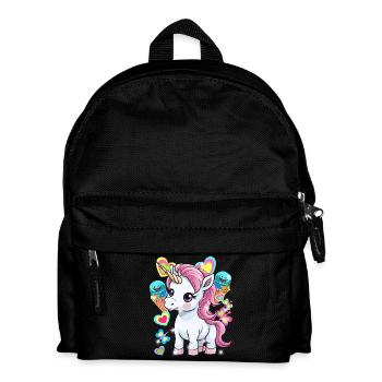 Einhorn Kinder Mädchen Jungen Eis Eiskrem - Kinder Rucksack - Schwarz - Vorne
