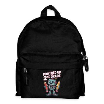 Powered Up For 2nd Grade Roboter Schule - Kinder Rucksack - Schwarz - Vorne