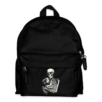 Skeleton hugging dachshund - Kids' Backpack - black - Front