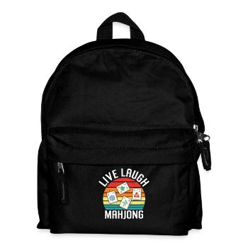 Retro Mah Jongg Spruch - Live Laugh Mahjong - Kinder Rucksack - Schwarz - Vorne