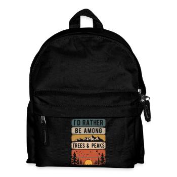 Retro Nature Mountains Silhouette Saying Hiking - Kids' Backpack - black - Front