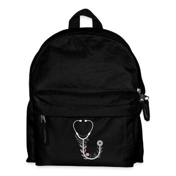 Blumenmotiv mit medizinischem Stethoskop - Kinder Rucksack - Schwarz - Vorne