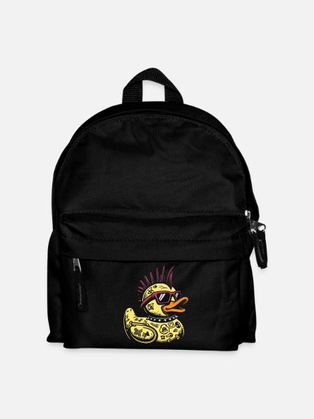 Punk Rocker Ente Badeente Quietscheente Punkrock  - Kinder Rucksack - Schwarz
