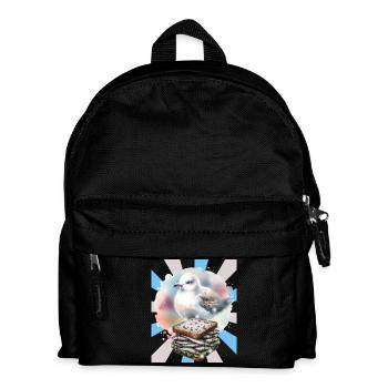 Fish and Seagull Sandwich Illustration - Kids' Backpack - black - Front
