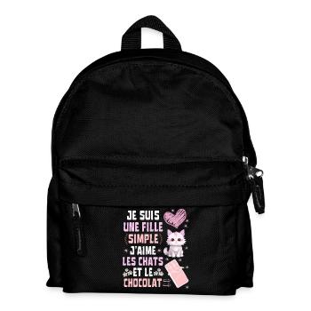 Je suis une fille Simple Chats et Chocolat - Sac à dos Enfant - noir - Devant