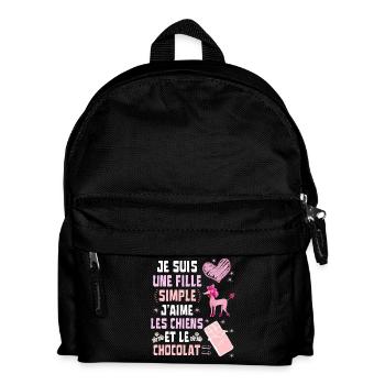 Je suis une fille Simple Chiens et Chocolat - Sac à dos Enfant - noir - Devant