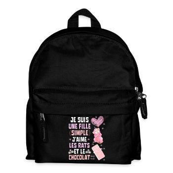 Je suis une fille Simple Rats et Chocolat - Sac à dos Enfant - noir - Devant