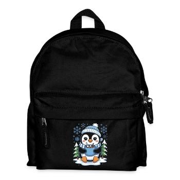 Süßer Winter Pinguin Mit Kakao Und Schneeflocken - Kinder Rucksack - Schwarz - Vorne