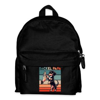 Dachshund Dad Dog Motif Funny Father's Day Teckel - Kids' Backpack - black - Front