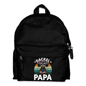 Dachshund Dad Dog Motif Funny Father's Day Teckel - Kids' Backpack - black - Front