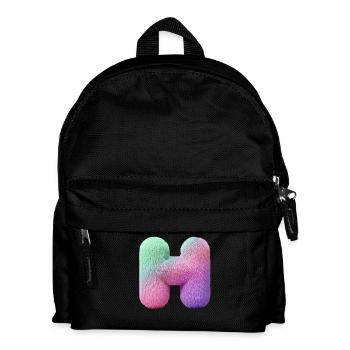Letter H in pastel fur look and color gradient - Kids' Backpack - black - Front