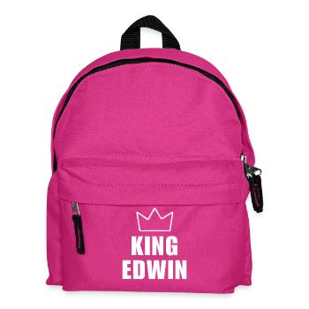 Edwin Name mit Buchstabe E - King Crown Shirt - Kinder Rucksack - Fuchsia - Vorne