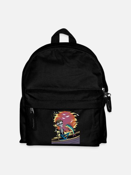 Skeleton angler at sunset dolphinfish mahi - Kids' Backpack - black