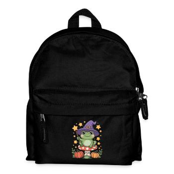 Mignon grenouille sorcière sur champignon avec baguette magique - Sac à dos Enfant - noir - Devant