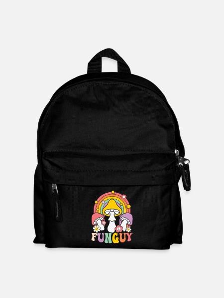 Funky Pilzdesign mit Regenbogen - Kinder Rucksack - Schwarz