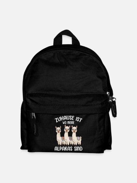 Alpaka Fan ZUHAUSE IST WO MEINE ALPAKAS SIND - Kinder Rucksack - Schwarz