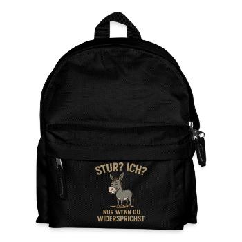 Humorvolles Esel-Design mit Spruch Stur? Ich? - Kinder Rucksack - Schwarz - Vorne