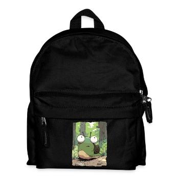 Comic-Schnecke mit großen Augen im Wald - Kinder Rucksack - Schwarz - Vorne