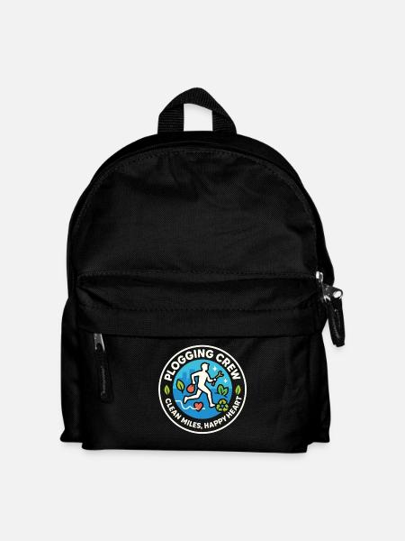 Plogging Crew Clean Miles Happy Heart - Kinder Rucksack - Schwarz