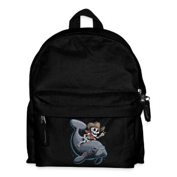 Skelett Cowboy reitet Seekuh - Kinder Rucksack - Schwarz - Vorne
