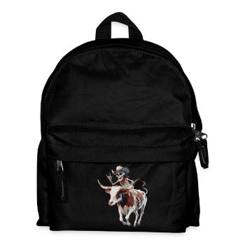 Skeleton cowboy on bull ride - Kids' Backpack - black - Front