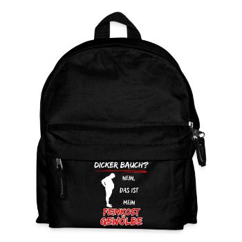 Dicker Bauch? nein das ist mein Feinkost Gewölbe - Kinder Rucksack - Schwarz - Vorne