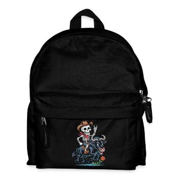 Skeleton Cowboy Rodeo on Wildebeest - Kids' Backpack - black - Front