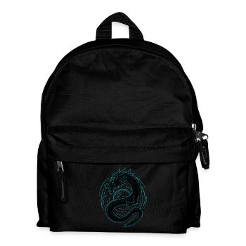 Neon Drache - Kinder Rucksack - Schwarz - Vorne