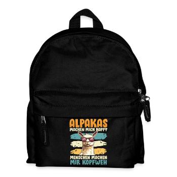 Alpaca Fan ALPACAS MAKE ME HAPPY Funny - Kids' Backpack - black - Front