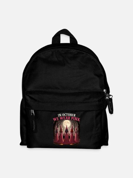 Im Oktober tragen wir Pink - Halloween Brustkrebs - Kinder Rucksack - Schwarz