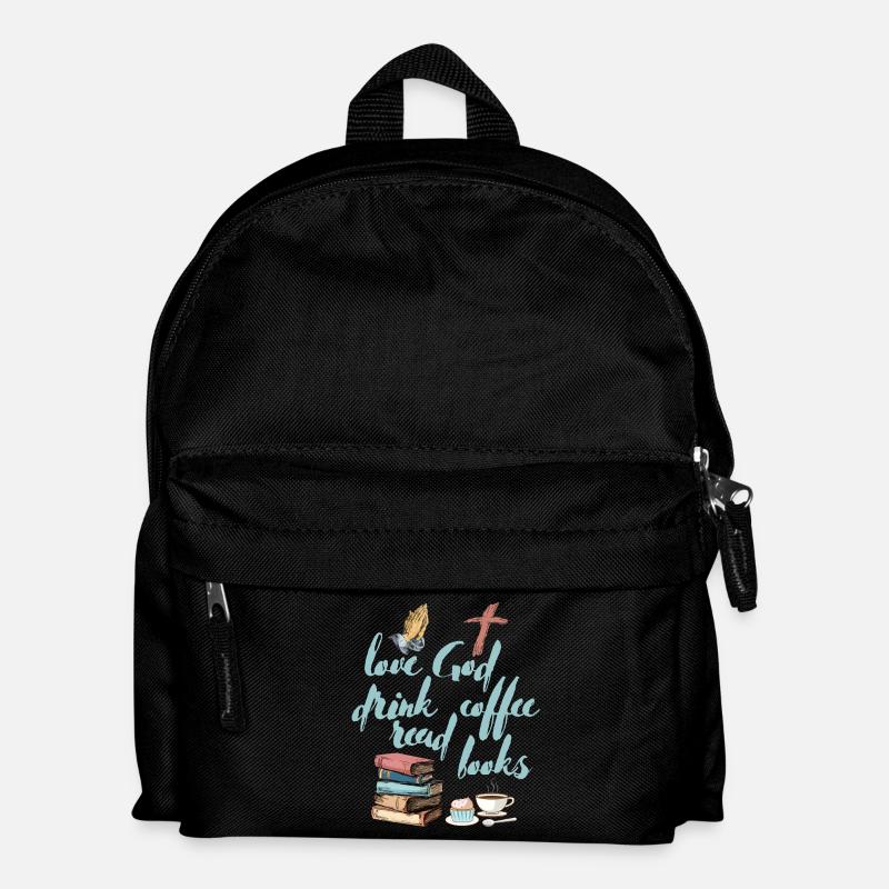 Liebe Gott Trinken Kaffee Lesen Bücher - Kinder Rucksack - Schwarz