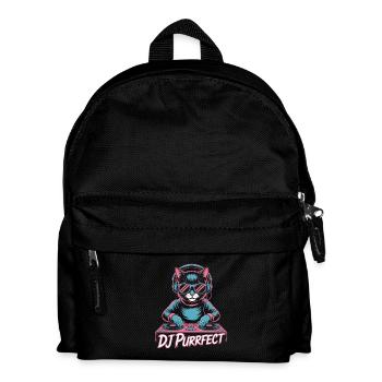 DJ Purrfect Katze Mit Kopfhörern Am Pult - Kinder Rucksack - Schwarz - Vorne