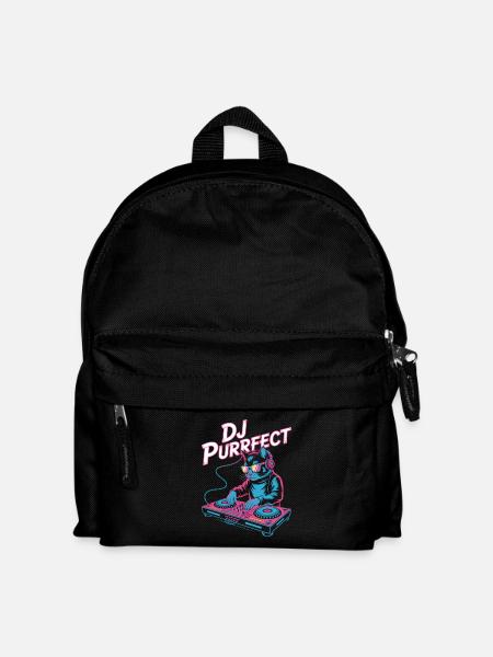 DJ PURRRFECT Katze DJ Mit Mischpult Rave - Kinder Rucksack - Schwarz