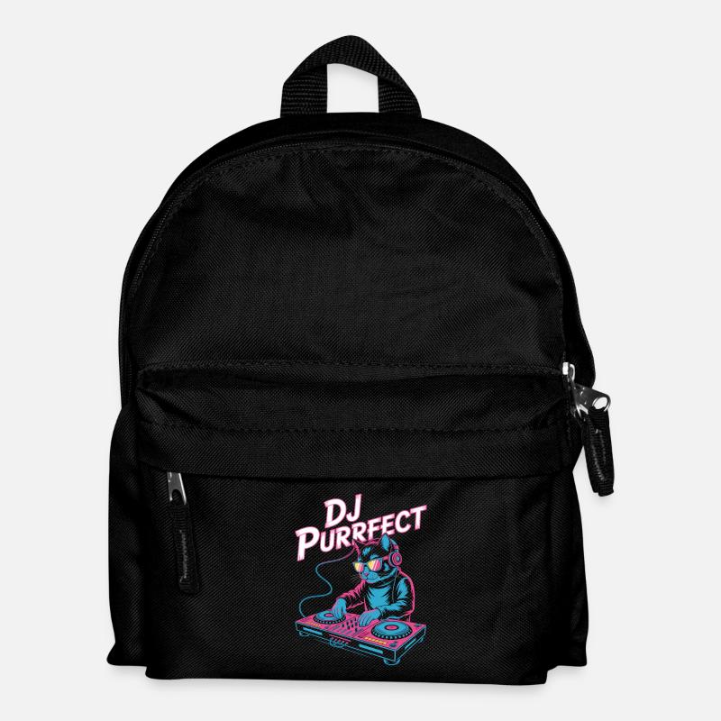 DJ PURRRFECT Katze DJ Mit Mischpult Rave - Kinder Rucksack - Schwarz