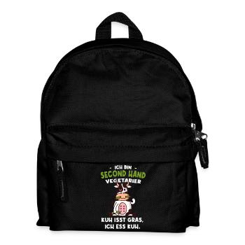 Vegetarier Kuh Isst Gras Ich Ess Kuh - Kinder Rucksack - Schwarz - Vorne