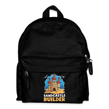 Sandburg Baumeister Kinder Strand Buddeln Motiv - Kinder Rucksack - Schwarz - Vorne