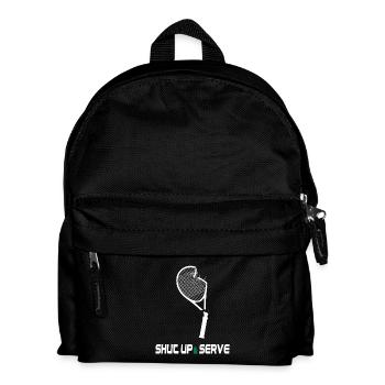 Shut Up & Serve – Lustiges Tennis Design - Kinder Rucksack - Schwarz - Vorne