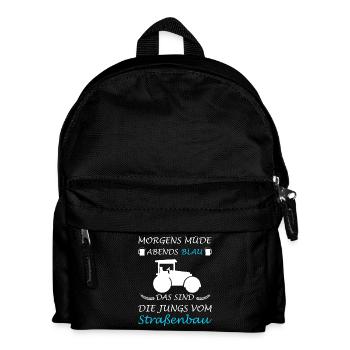 Straßenbau Straßenbauer Bauarbeiter - Kinder Rucksack - Schwarz - Vorne