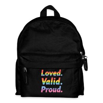 Loved Valid Proud – Pride Statement - Kinder Rucksack - Schwarz - Vorne