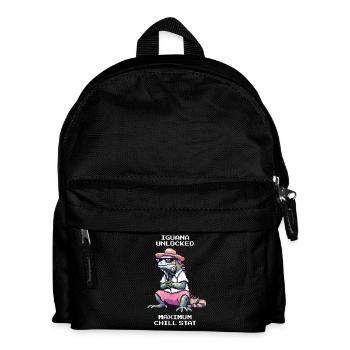 Leguan freigeschaltet | Chill-Stat Max - Kinder Rucksack - Schwarz - Vorne