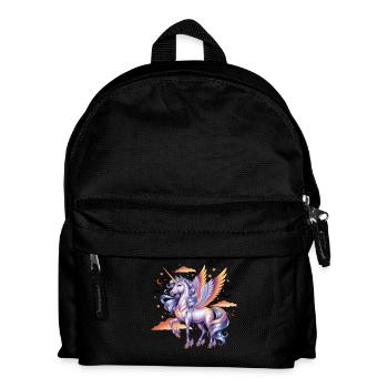 Licorne magique avec des ailes sous le ciel étoilé - Sac à dos Enfant - noir - Devant
