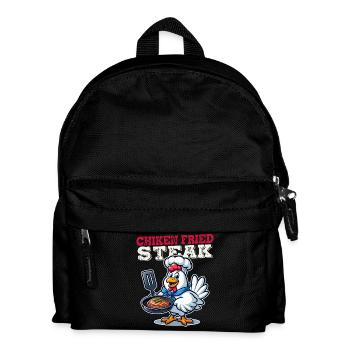 Fried Chicken Steak Cartoon - Kids' Backpack - black - Front