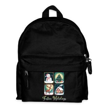 4 Panels Christmas Festive Holidays - Kids' Backpack - black - Front