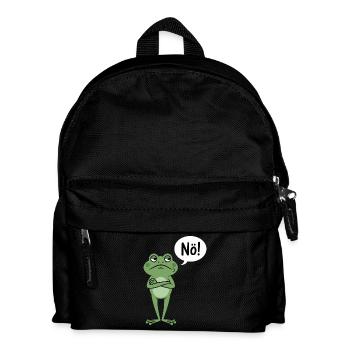 Skeptical frog with nope saying - Kids' Backpack - black - Front
