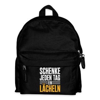 Schenke Jeden Tag Ein Lächeln – Positive Botschaft - Kinder Rucksack - Schwarz - Vorne
