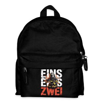 Feuerwehr Spruch – 112 Notruf Held in Aktion - Kinder Rucksack - Schwarz - Vorne